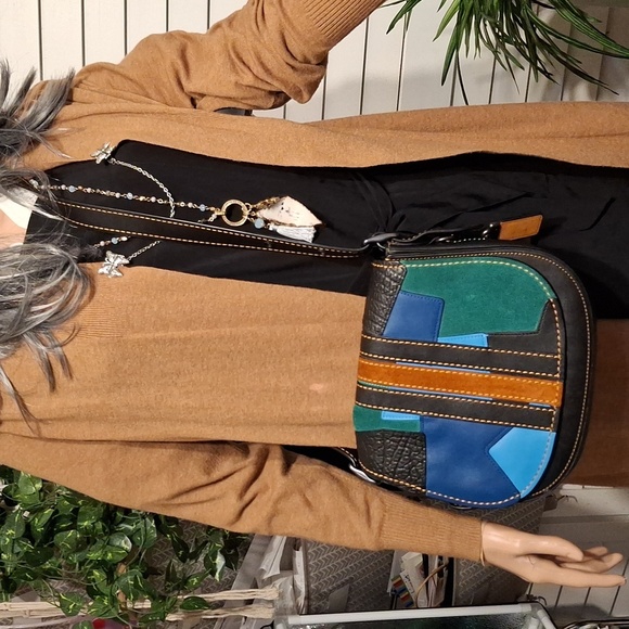 Coach Suede 23 Varsity Stripe Patchwork Crossbody Bag Shoulder Bag - Picture 3 of 17